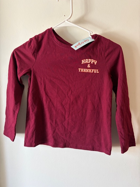 Cat & Jack Other - Cat & Jack Burgundy Long-Sleeve Tee with "Happy & Thankful" Graphic